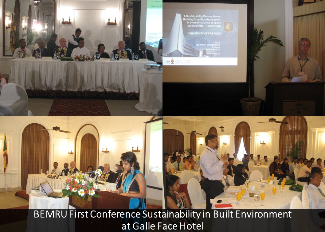 BEMRU First Conference Sustainability in Built Environment at Galle Face Hotel