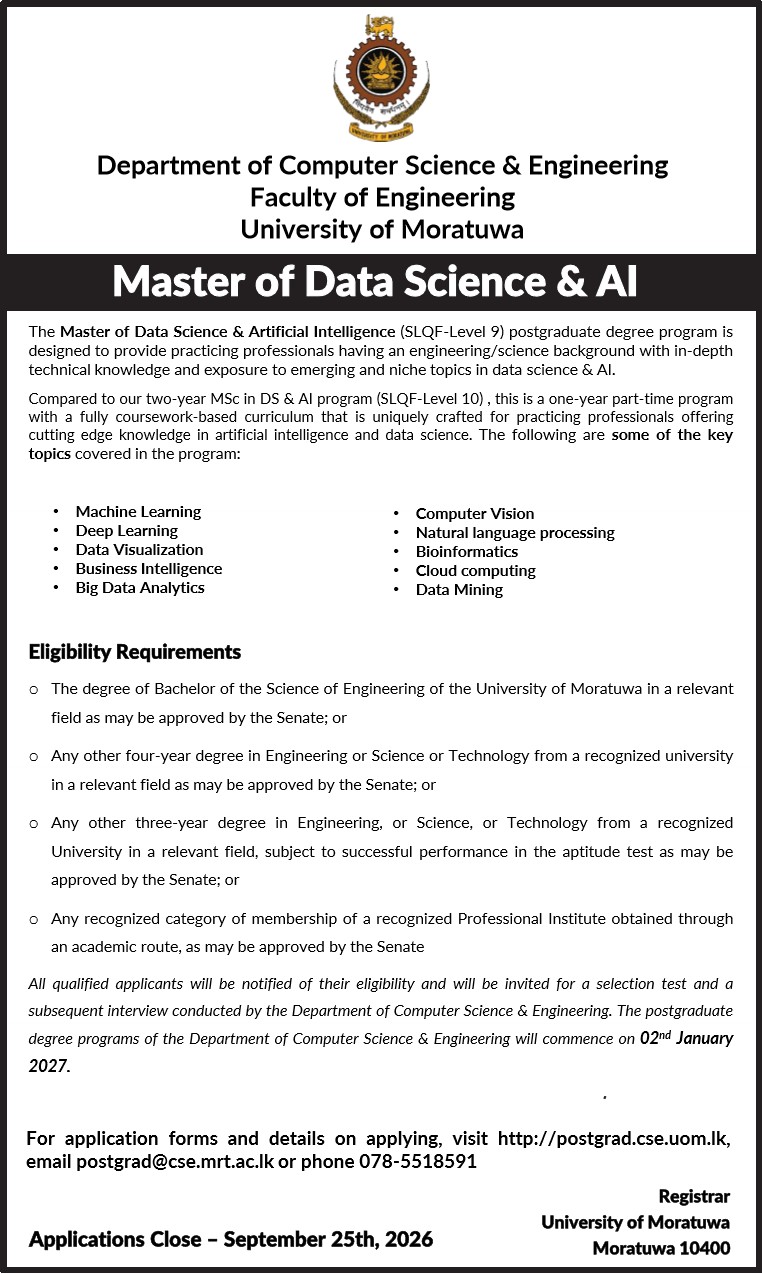 Master of Data Science and AI 2027