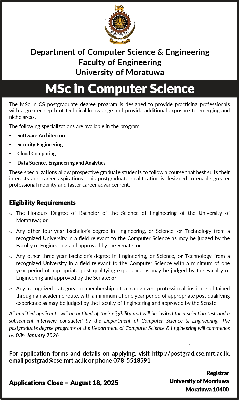 MSc in Computer Science