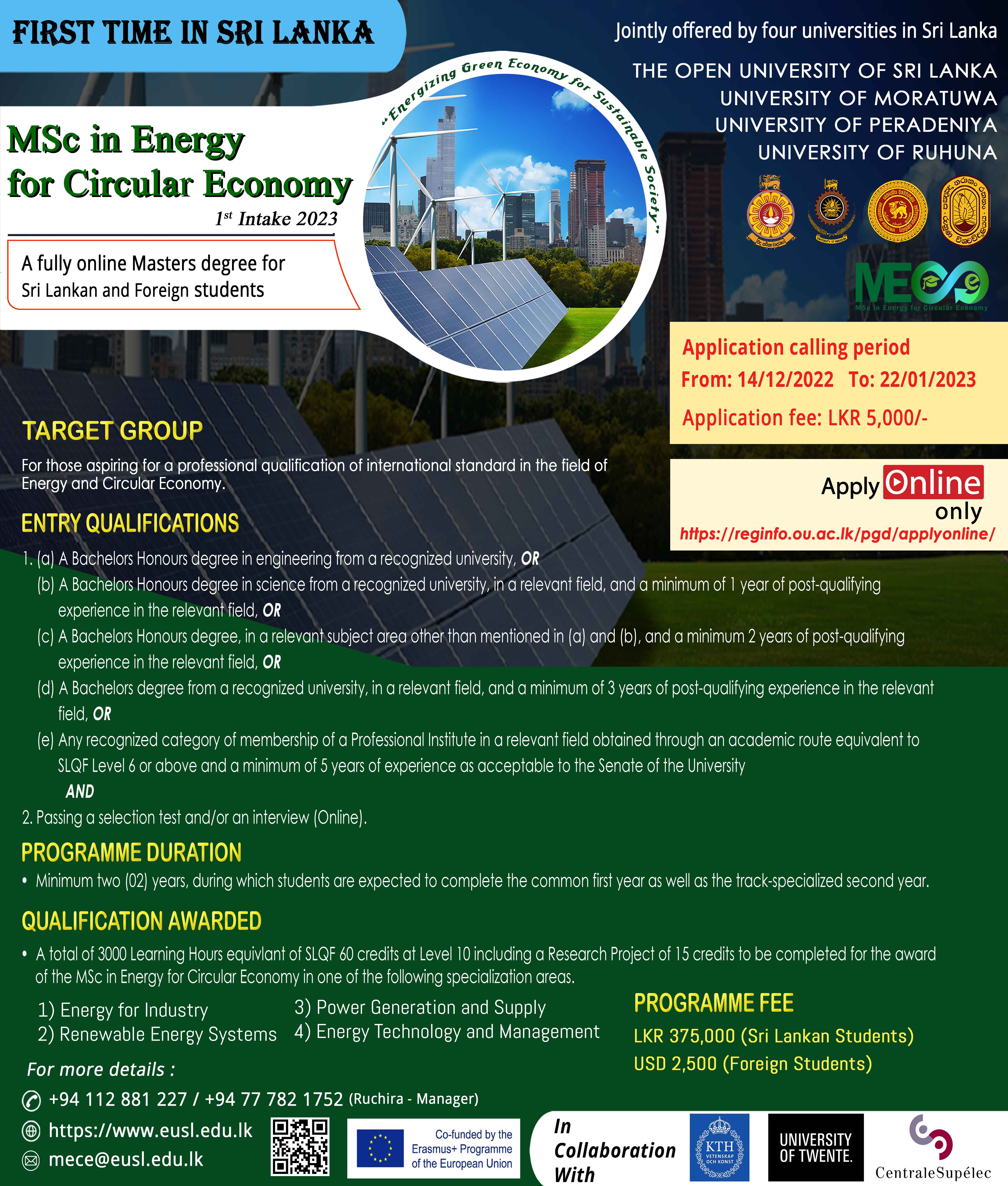 MSc in Energy for Circular Economy