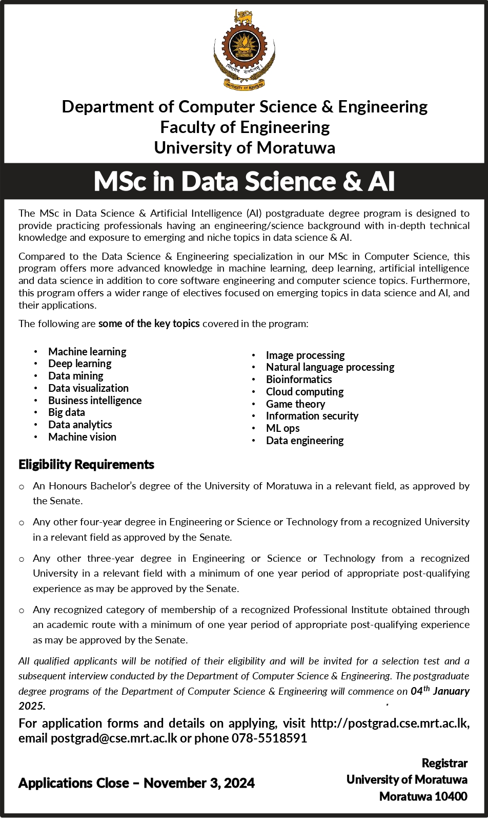 MSc in Data Science & AI