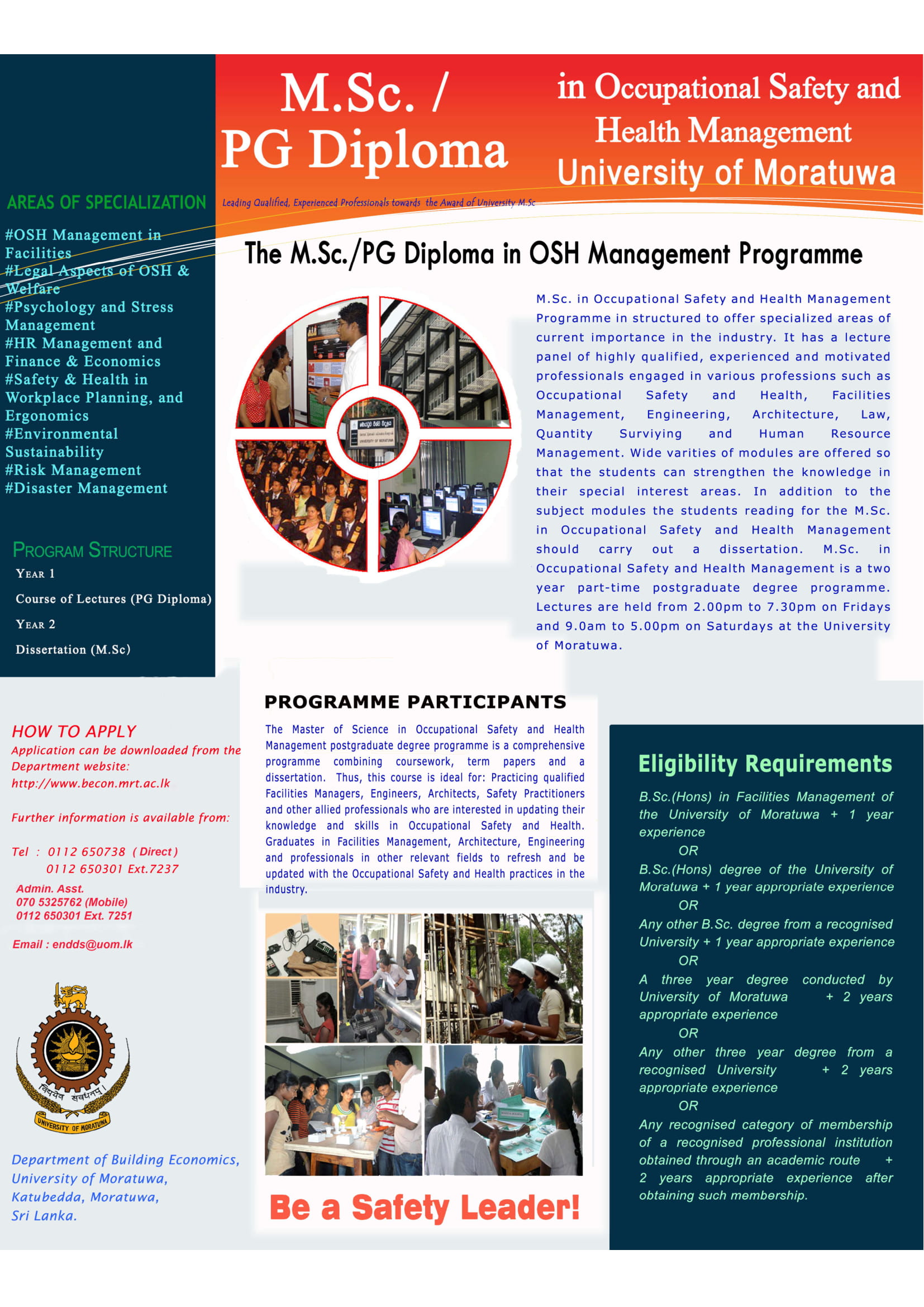 Msc/PG Diploma in OSH Management Programme