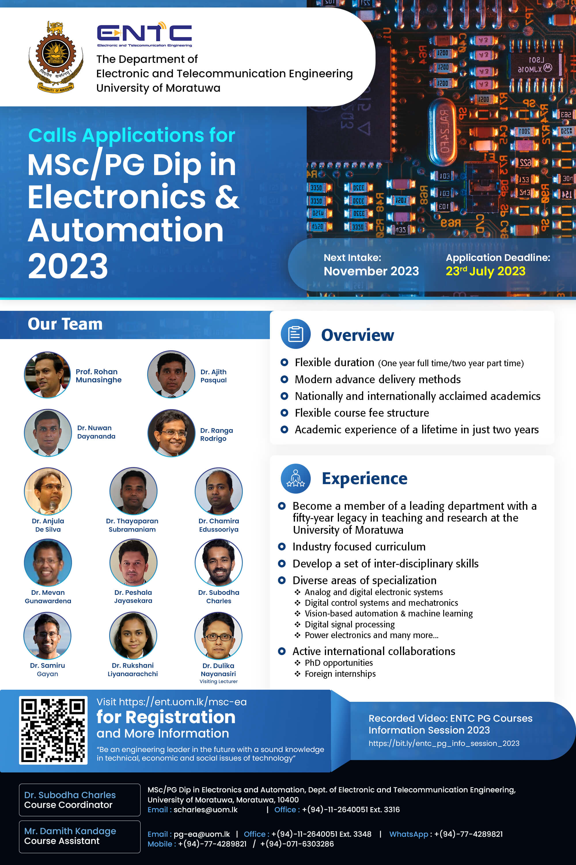 MSc/PG Diploma in Electronics and Automation