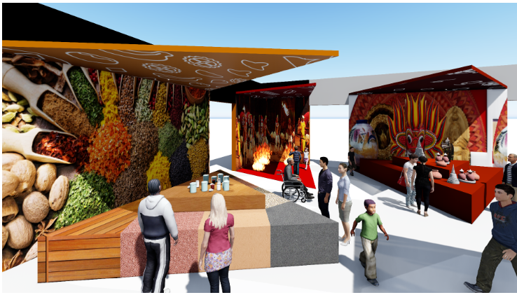Sensory experiencing corners for spices and traditional crafts (rendered view) - 1st runner up team. 
