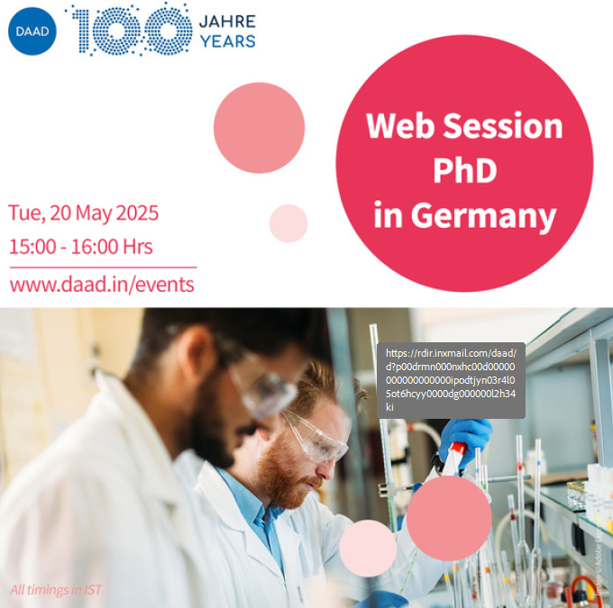 Web Session: PhD in Germany 20 May, 15:00 - 16:00 IST