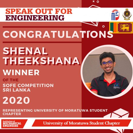 IMechE SOfE – 2020 country winner again from Moratuwa for the 3rd consecutive time