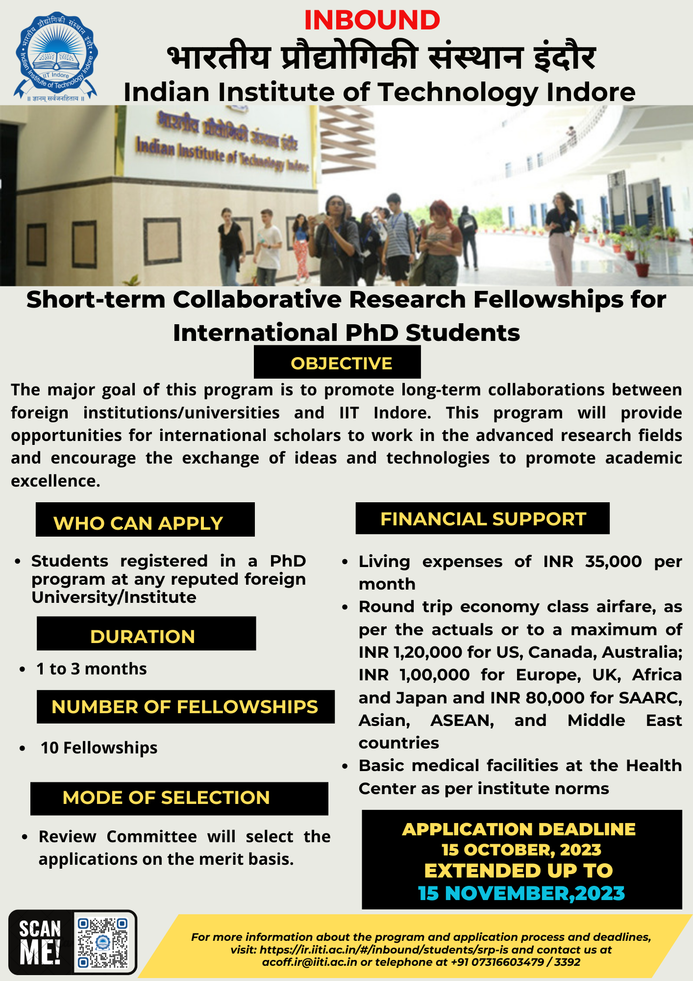 IIT Indore short term fellowship programs