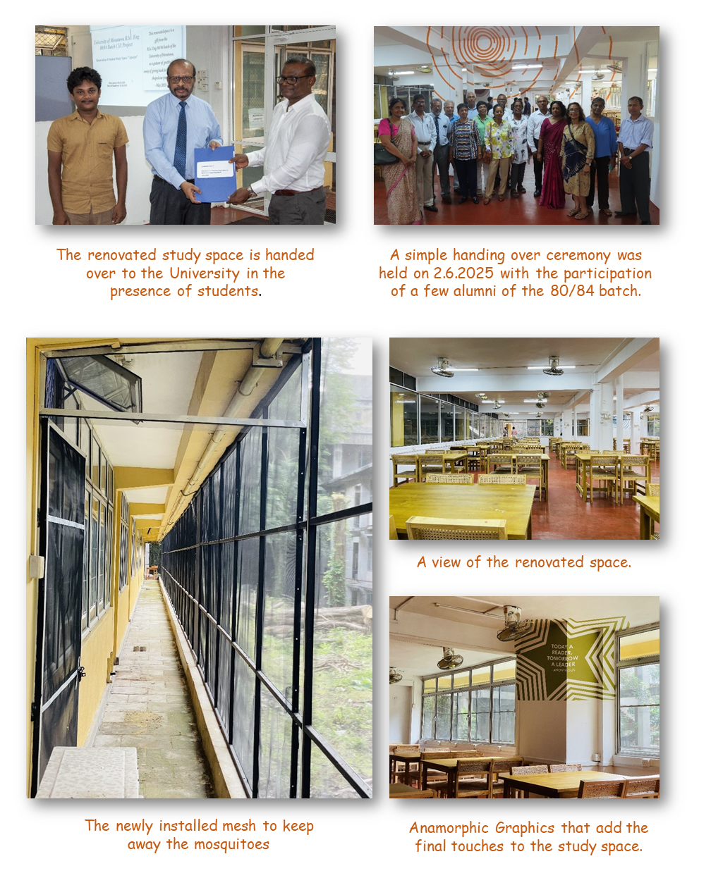 A Gift from the B.Sc. Engineering 80/84 Batch- Refurbishment of the study area popularly known as “Apaaya”