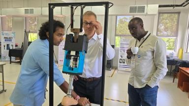 Test rig demonstrated to visiting researchers during the laboratory tour