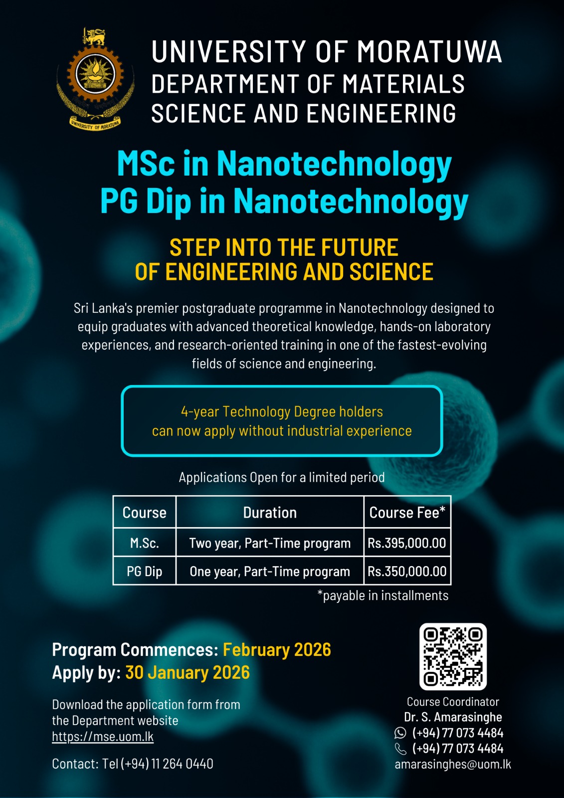M.Sc. Nanotechnology Social Media Advertisement