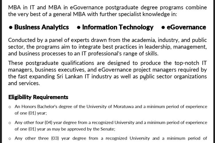 MBA in Information Technology, MBA in e Governance