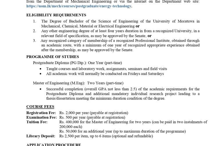 M.Eng/ PG Diploma in Energy Technology 2022/2023