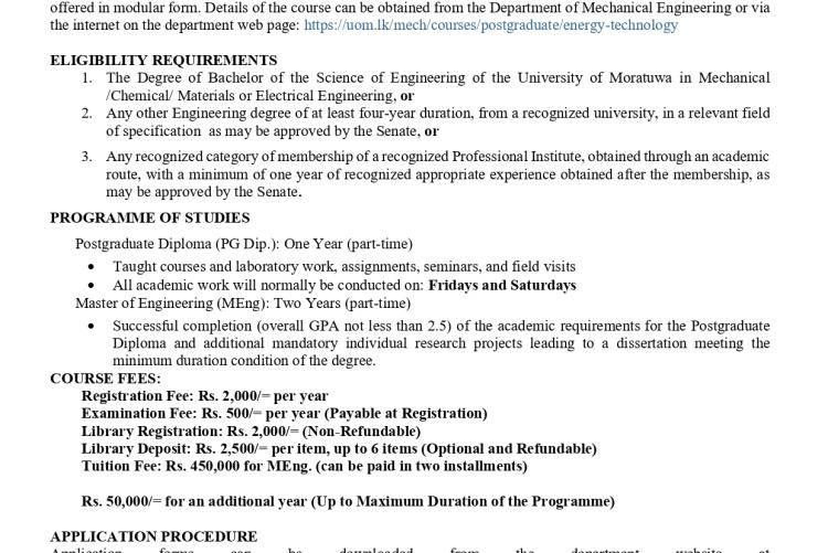 M.Eng/PG Diploma in Energy Technology