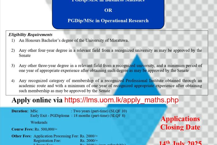 MSc/PG Diploma in Business Statistics/Operational Research