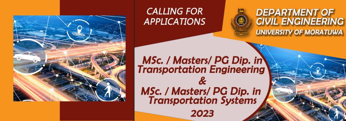 M.Sc/Masters/PG Dip. in Transportation Engineering & M.Sc/Masters/PG Dip. in Transportation Systems  