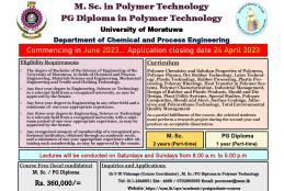 MSc/PG Diploma in Polymer Technology