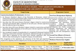MSc in Construction Law and Dispute Resolution 2022