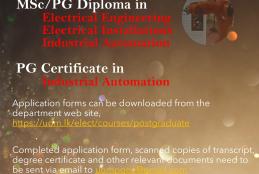 MSc/PG Diploma in Electrical Engineering, Electrical Installations, Industrial Automation