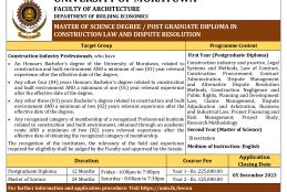 MSc/PG Diploma in Construction Law and Dispute Resolution