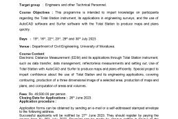 Training Programme on  Total Station and AutoCAD for Engineering Surveys