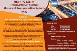 M.Sc./PG. Diploma in Transportation Engineering & Transportation Systems