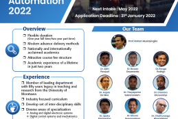 MSc/PG Dip in Electronics and Automation 2022