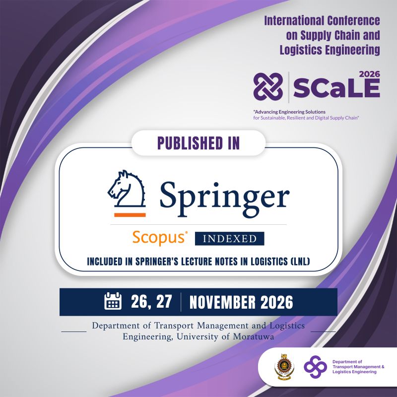 •	 SCaLE 2026 – International Conference on Supply Chain and Logistics Engineering